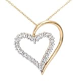 Naava Women's 0.06 ct Diamond Prong Set Heart Pendant on 9 ct Yellow Gold Trace Chain of 46 cm Length