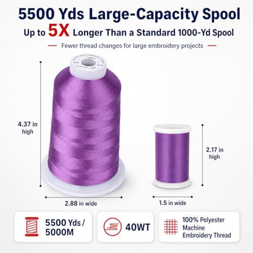 Image of Simthread 5000M 40WT Polyester Embroidery Thread, Violet 613 | 5000M 40WT polyester thread feeds smoothly for machine embroidery, monograms, logos, patches and quilting.
