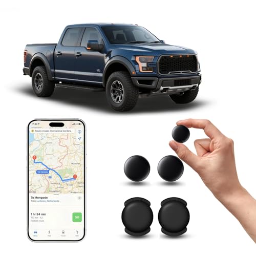 GPS Coche localizador, GPS Tracker rastreador magnético Oculto para Coches Sin cuota mensual, Seguimiento en Tiempo Real para niños, Mascotas, Compatible con A-pple Find My no SIM (2 Negras)