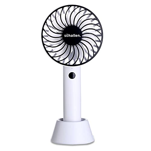 Schallen Mini Portable Travel Hand Held Fan Battery Powered USB Rechargeable Lightweight Handheld Electric Charging Fan (Black)
