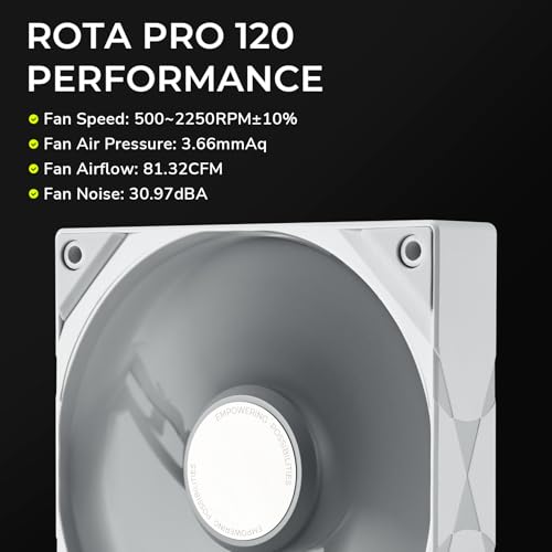 Image of TRYX ROTA PRO 120 White 120mm Case Fan 4-Pin PWM LCP Material FDB Case Fan 2250RPM with 81.32CFM Airflow High-Performance Quiet PC Fan