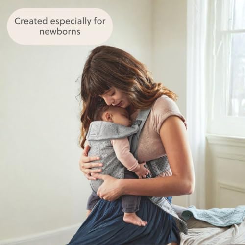 Image of BabyBjorn Baby Carrier Mini, Gray, 3D Mesh | Newborn Carrier (7-15 lbs), Ergonomic, Easy-to-Use