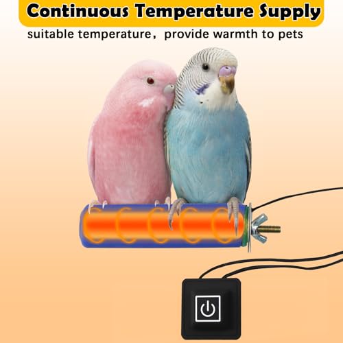 Image of Dual-Stick Bird Heating Perch for Parrots Birds, 3 Level Adjustable Thermo Perch Winter Warming Perch, Cage Mounting Gentle Heater for Medium-Large Bird Parrots, Blue
