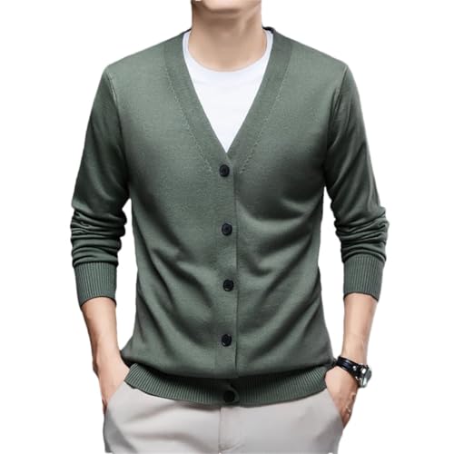 Men's Cardigan Sweater V Neck Casual Soft Long Sleeve Button-Up Knitted Winter Sweater