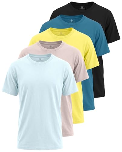 Image of 5 Pack Boys' Cotton T Shirts Crew Neck Plain Short Sleeve Tops Kids Teens | Available In Sizes 4-18,Tees, Youth, Athletic, Plain, School, Summer, Play, Sport, Casual, Soft, Breathable, Comfy, Multipack