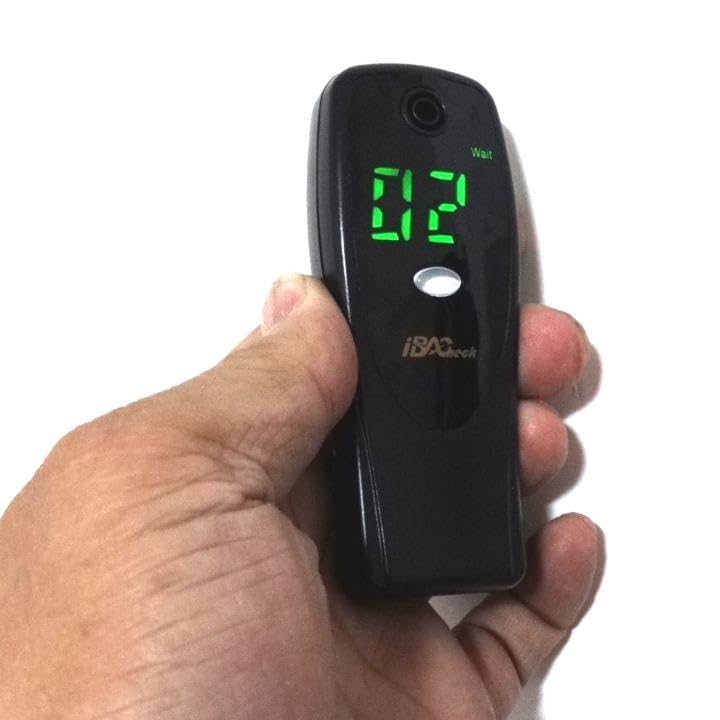 Image of Breathalyzer with LED Display, Visible at Night. Long Battery Life and Last 300 Test with Alkaline Batteries (Black 088+)