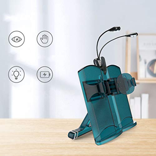 Portable Book Cookbook Stand Holders With 4 Led Light, Foldable Reading Stands Height And Angle Adjustable, Textbook Magazine Recipe Tablet Display Stand,Blue,A #TOP19