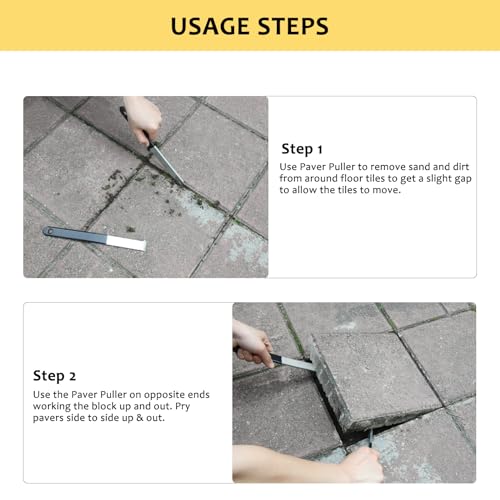 WEIGUZC 2Pcs Paver Puller, Paver Extractor Tool with Joint Scraper Micro Teeth & Gripper Slots, Paver Removal Tool for Garden Lawn Yard Patio Paver Brick Block Replacement, 9""×1""
