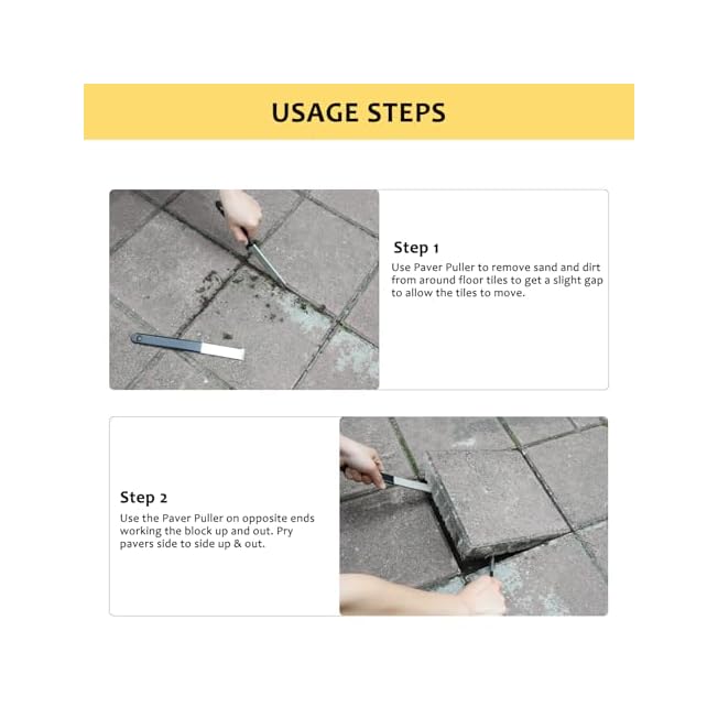 2Pcs Paver Puller, Paver Extractor Tool with Joint Scraper Micro Teeth; Gripper Slots, Paver Removal Lawn Yard Patio Block Replacement
