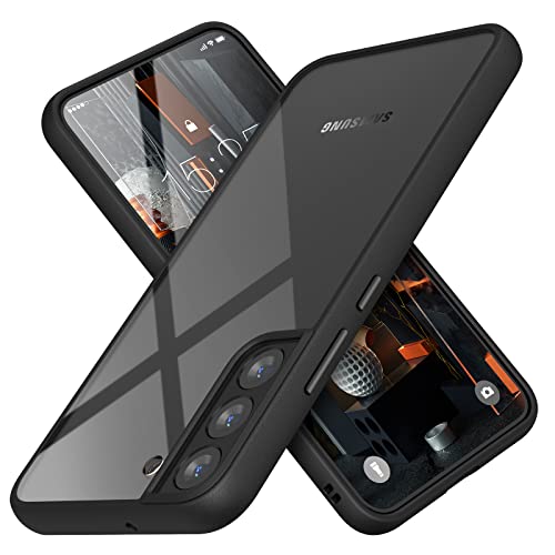 MATEPROX Funda Transparente Compatible con Samsung Galaxy S22 Funda Carcasa Trasera Rígida de PC Antideslizante Protector Fundas para Galaxy S22 6,1''-Negro Cover