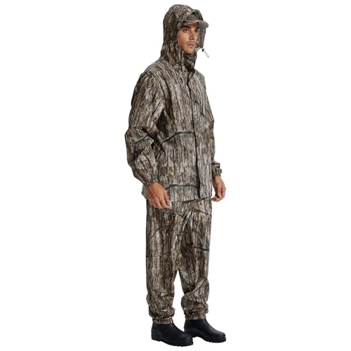 Image of LOOGU Men's Rain Suit - Rain Gear for Men Waterproof, Lightweight Rain Coat, Breathable Mens Rain Jackets Hood and Pants