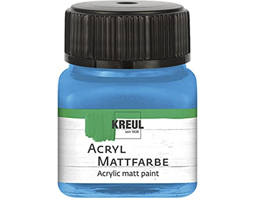 KREUL 75217 - Acryl Mattfarbe, hellblau im 20 ml Glas, cremig deckende, schnelltrocknende Farbe auf Wasserbasis, für viele verschiedene Untergründe geeignet