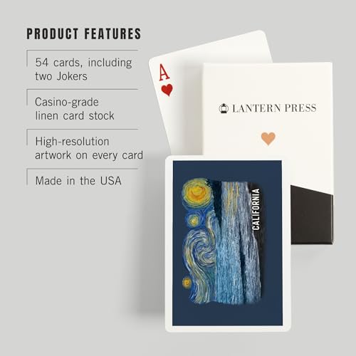 Lantern Press Naipes Póker 52 Cartas California Starry Night miniatura 3