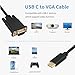 Duttek USB C to VGA Adapter Cable 6FT/1.8M, USB Type-C to VGA Male to Male Converter Cable with Gold-Plated Port for Monitor, Phones, Laptops and HDTV (Not Support Thunderbolt Port)