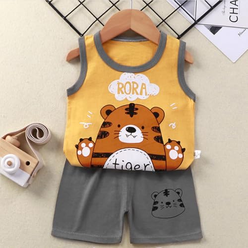 Image of Toddler Boys 4PCs Tank Top and Shorts Set Summer Clothes Cotton Outfits