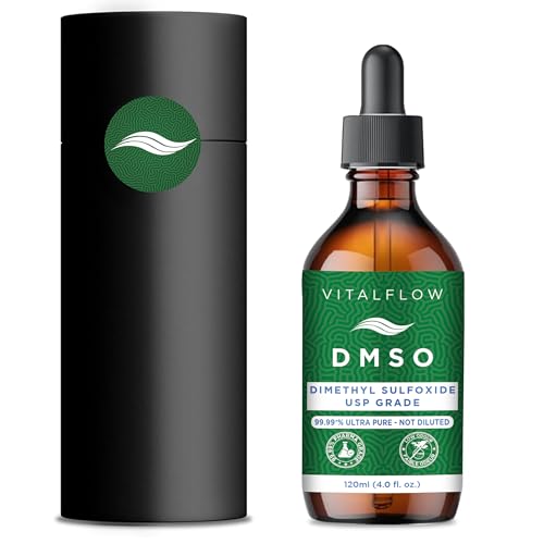 VITALFLOW DMSO (Dimethyl Sulphoxide) Liquid 99.99+% Purity Pharmaceutical Grade (USP) - 120ml Amber Glass Bottle with Dropper