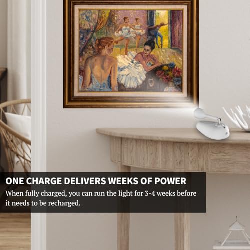 Method Lights Wireless LED Picture Light, Wireless Ceiling Mounted Spotlight for Artwork, Painting, Photo Display, Remote Control, 11 Color Temperature Settings, Dimmer, Timer, Rechargeable Battery