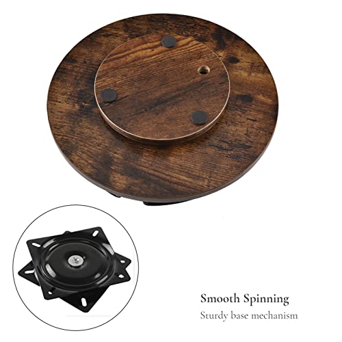 Bcozlux Wooden Lazy Susan, 12 Inch Turntable Organizer For Cabinet, Spinning Spice Rack Organizer For Kitchen Countertop, Pantry, Dining Table, Rustic Brown Black #TOP5