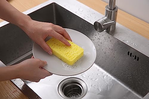 Image of 5-Packs Cleaning Scrub Sponge Compressed Wood Cellulose Sponge dishwashing Brush Kitchen Cleaning Sponge for pots and Pans Household Cleaning Tool scouring sponges