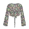 Gekhuqory Women Colorful Mushroom Pattern Bolero Shrug Soft Open Front Sheer Long Sleeve Skull Print Cropped Cardigans for Evening Dress #4