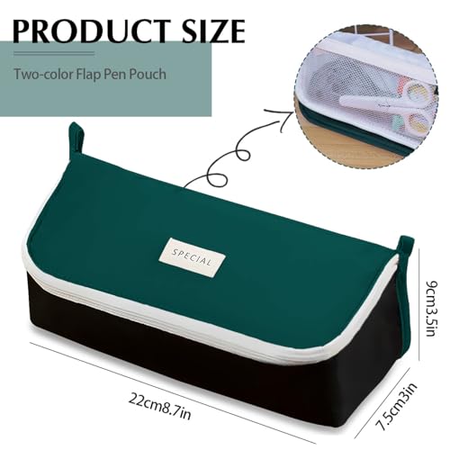 Image of Pencil Case Large Capacity Pencil Pouch Pen Bag with Big Compartment, Foldable Pencil Bags with Zipper Pencil Pouch, Student Pencil Case Stationery Bag for Girls and Boys Teen Adults Women Men (Green)