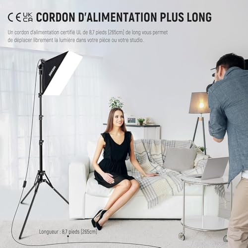 Kit Softbox 40x40cm NEEWER Trépied 180cm Solution Éclairage Visage