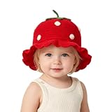 TRURENDI Baby Girls Knitted Strawberry Hat Strawberry Crochet Knitted Winter Hat Breathable Warm Hat (AA-Red, ONE Size)