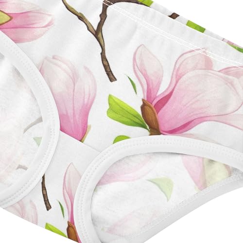 Colorful Girls Underwear Toddlers 2t Cotton Panties Little Girl Pink Magnolia Flowers Leaves White Kids Undies Briefs4