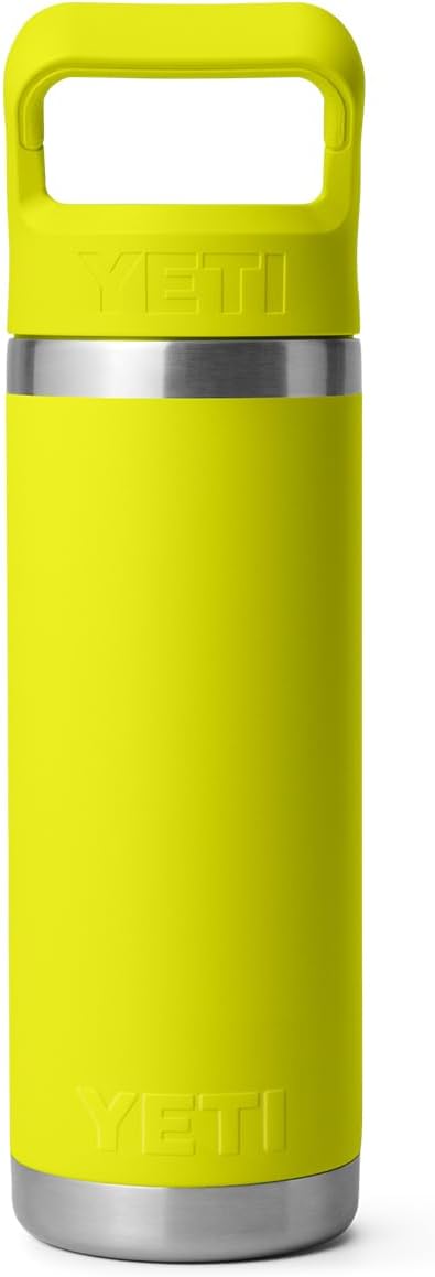 YETI Rambler 18 oz Bottle, Vacuum Insulated, Stainless Steel with Color Matching Straw Cap, Firefly Yellow - Image 5