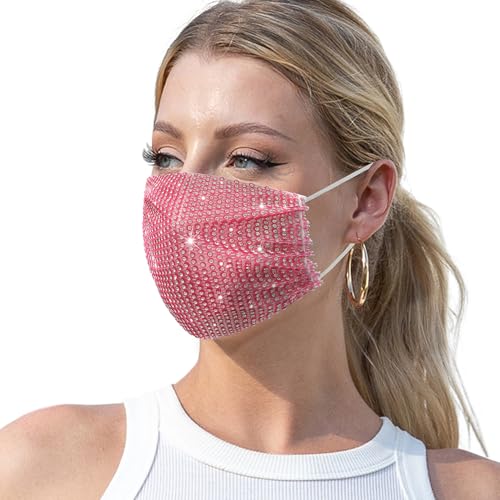 Image of Auriviz Sparkly Rhinestone Face Mask for Women Masquerade Glitter Bling Face Mask Christmas Party