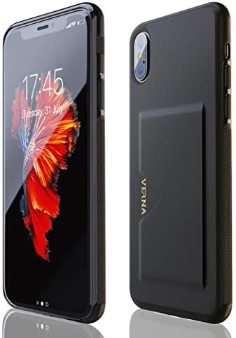 iPhone X Case | iPhone Xs Case | Slim PU Leather Case | Card Holder Slot | Wireless Charging | Compatible with Apple iPhone X/iPhone Xs - Black