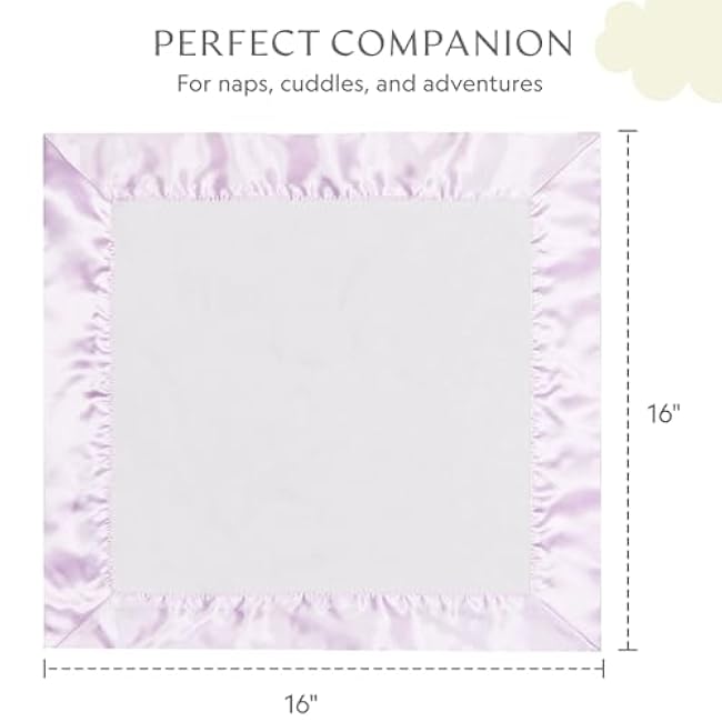 Ultra-Soft Lovey Security Blanket - Baby Essentials, Newborn Essentials, Ultra-Soft Fleece Baby Blanket with Satin Trim ¨C 16 x 16 - Lavender