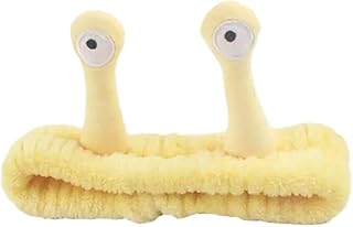 Diadema de caracol de ojo grande para lavarse la cara, bonita banda elástica para el pelo de caracol para maquillaje, diadema de pelo de forro polar coral suave para mujeres y niñas (amarillo)