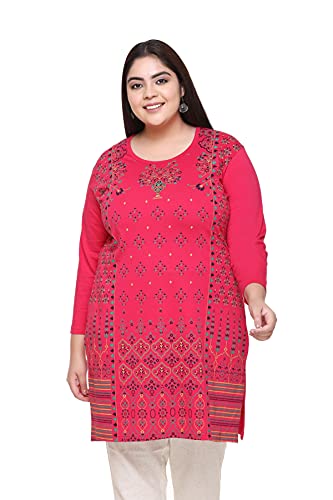 Image of In Love Women's Plus Size Printed Long Tops, Round Neck 3 /4 Sleeve Relaxed Fit Longline T-Shirt Tunic