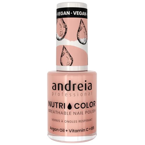Andreia Professional NutriColor - Esmalte de Uñas Vegano con Nutrientes 100% Natural | Laca de Uñas Transpirable y Amigable con Uñas - Color NC11 Pink 10,5ml