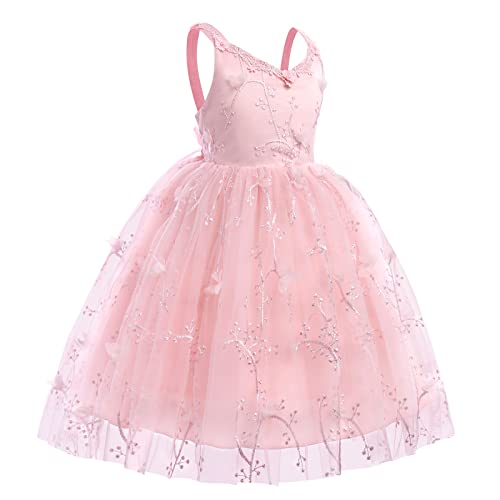 Flower Girl Lace Spaghetti Strap Dress Applique Embroidered Smocked Tulle Dress Holiday Bridesmaid Wedding Pageant Party Gown2