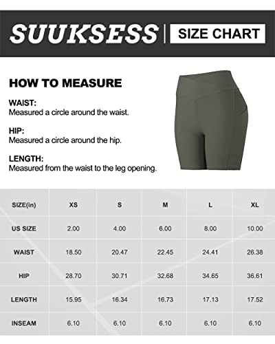 Suuksess Women Cross Waist Workout Shorts With Pockets Ribbed High Waisted Booty Biker Shorts (#1 Hot Pink, M) #TOP6