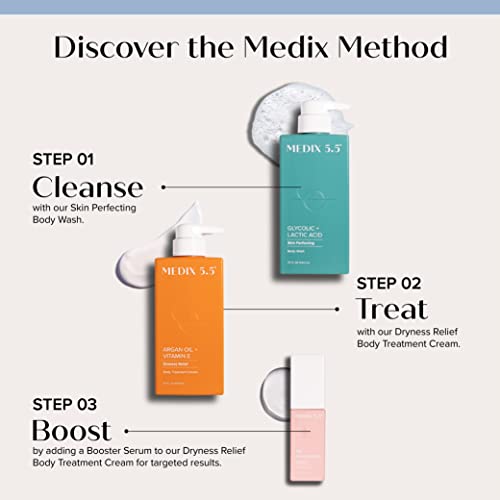 Image of MEDIX 5.5 Glycolic Acid Exfoliating Face & Body Wash Cleanser + Argan Oil Moisturizing Body Cream Lotion 2PC Skin Care Set | Alpha Hydroxy Acid & Lactic Acid Foaming Face Wash, 2PC Set