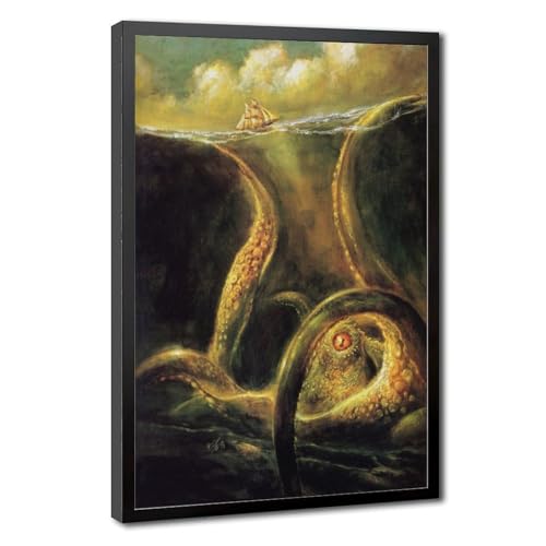 Impression sur toile Kraken monstre marin mythologie nordique 61x91cm