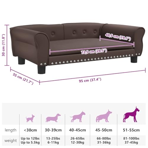 vidaXL Hundebett, Hundekissen mit weicher Polsterung, Hundesofa Hundecouch für kleine Hunde Haustiere, Haustierbett Katzenbett, Braun Kunstleder