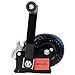 ZeHuoGe 800LBS Hand Winch, with 19.6FT Blue Strap, Black Shell, 3.1:1 Gear Ratio Portable Winch, Two-Way Ratchet, Manual Operated Hand Crank Winch for Trailer, Boat or ATV Towing