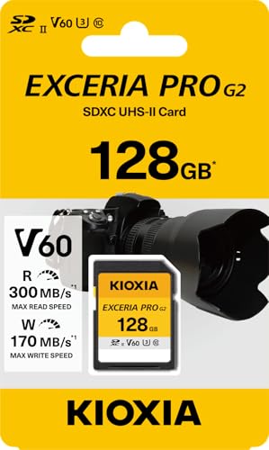 Image of KIOXIA EXCERIA PRO G2 128GB SD Card for Camera | Made in Japan | SDXC UHS-II V60 U3 | 300MB /s Read, 170MB /s Write | 8K Video Recording | 5-Yr Warranty