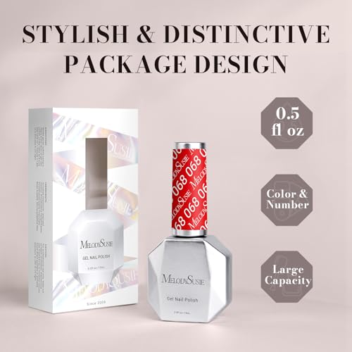 Image of MelodySusie Light Red Gel Nail Polish, 0.5 fl oz Soak Off UV LED Bright Red Gel Polish Gift for Women Nail Art Manicure Salon DIY Nail Design Decoration at Home-068-A2805