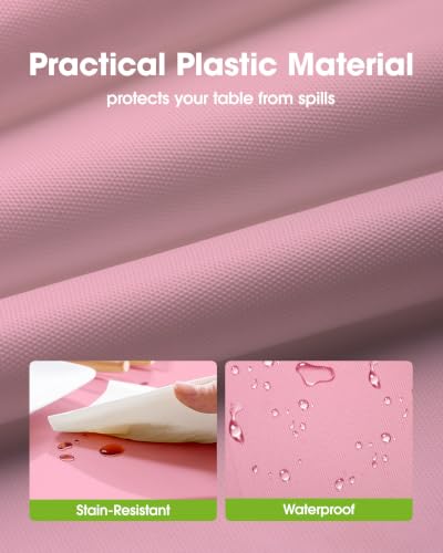Image of Pureegg Plastic Table Cloth Disposable 10 Pack, 54 x 108 Inch Table Cloths, Easter Party, Valentines, Mothers Day Decorations, Tablecloths, Rectangle, Pastel Plastic Cover, Leakproof & Sturdy, Pink