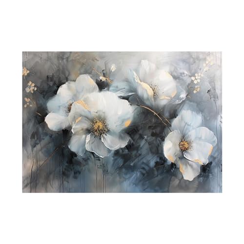 Peinture d'art abstrait de fleurs pour habiller un grand mur blanc sans cadre