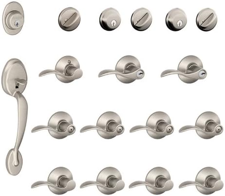 Schlage F500-PLY-ACC-RH Plymouth Complete House Door Hardware Package with Accen, Satin Nickel