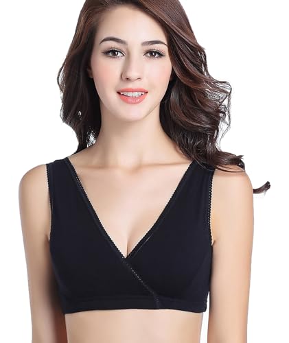 Image of CAKYE 3 Pack Maternity Nursing Sleep Bra Breastfeeding Cotton Bralette