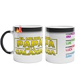Taza Mágica Personalizada El Mejor Papá de La Galaxia, Taza Dia del Padre Con el Calor Cambia de Color, Regalos Originales para Padres, 350ml (TAZA-MAGICA)