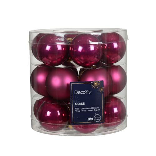 Weihnachtskugeln Glas 4cm 18 Stück - matt & glänzend - Kleine Christbaumkugeln Weihnachtsbaumkugeln für Weihnachten - Christbaumschmuck & Weihnachtsbaumschmuck Beere - Granatapfel