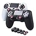 6amLifestyle Funda Skin Controller PS4 Dualshock de silicona antideslizante, 2 fundas para mando PS4 (negro + blanco) + 10 gomas para las palancas analógicas para Joystick PS4 / PS4 PRO / PS4 Slim